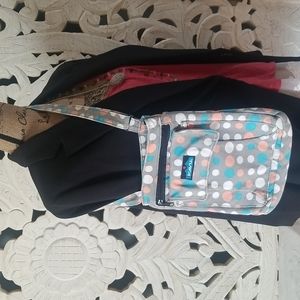 KAVU Polka Dots Gray Travel Crossbody Handbag